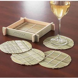 Round Bamboo Coaster Set