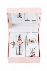 Pink Watch and Jewelry Set