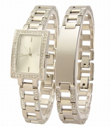 Glamorous crystal bracelet watch set